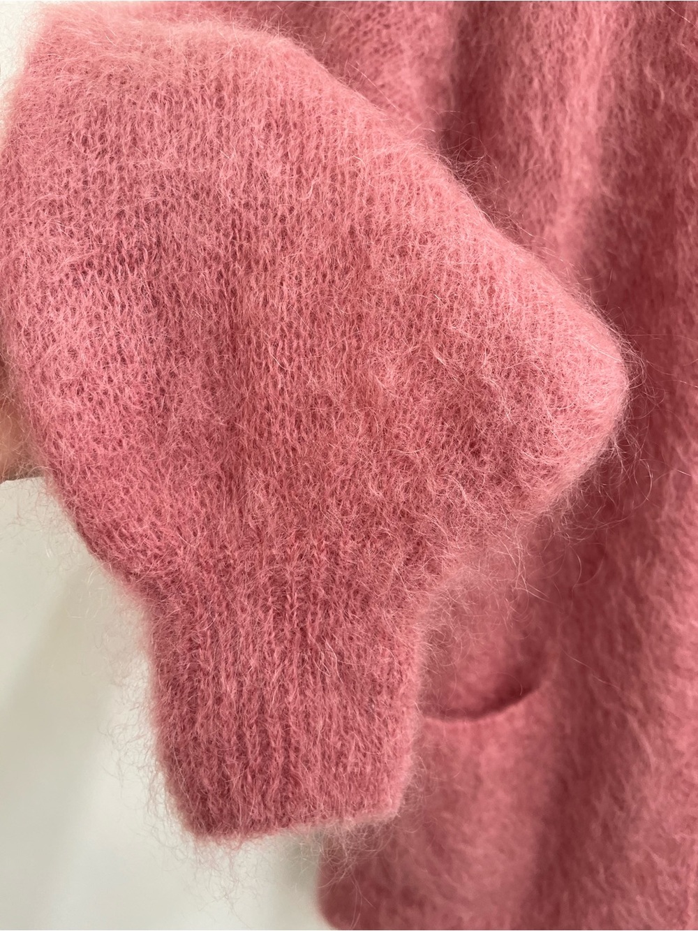 Anthropologie Ottod'ame Mohair Cardigan Sweater Pink Open Front Balloon Sleeves - Picture 7 of 9